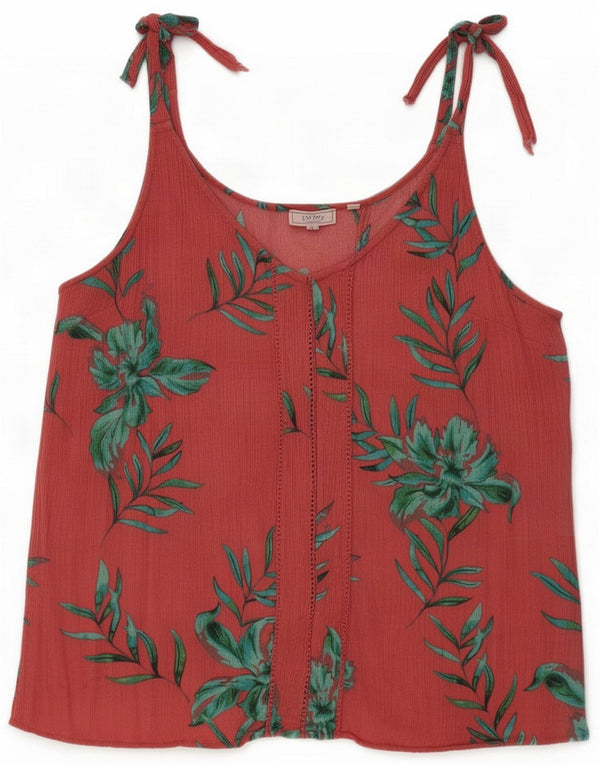 Fat Face Bluză fără mâneci pentru femei UK 14 Large Red Floral Viscose