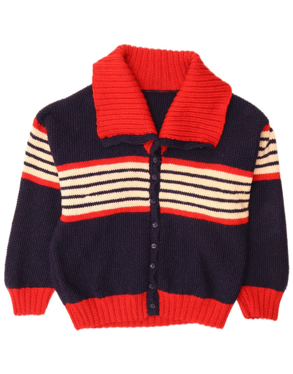 Pulover Cardigan Vintage pentru Damă UK 14 Mare Bleumarin cu dungi
