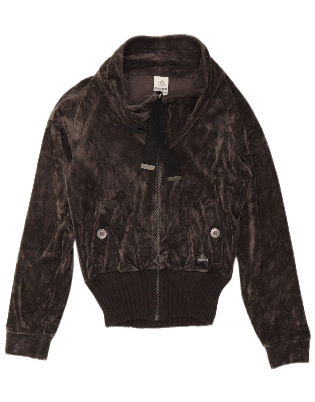 Jachetă de trening din catifea ADIDAS pentru femei UK 12, bumbac gri mediu