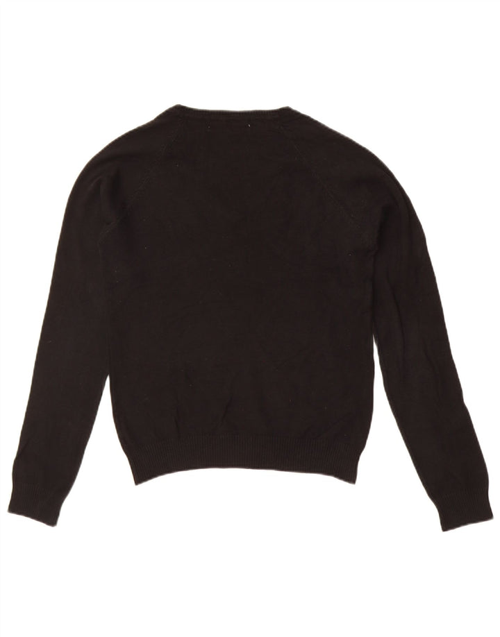 Pulover cu decolteu în V Zara pentru femei UK 12 Bumbac mediu negru