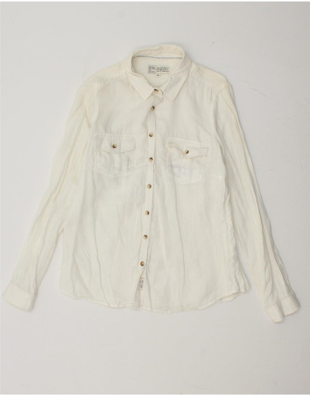 Cămașă FAT FACE pentru femei UK 14 Medium Off White Linen