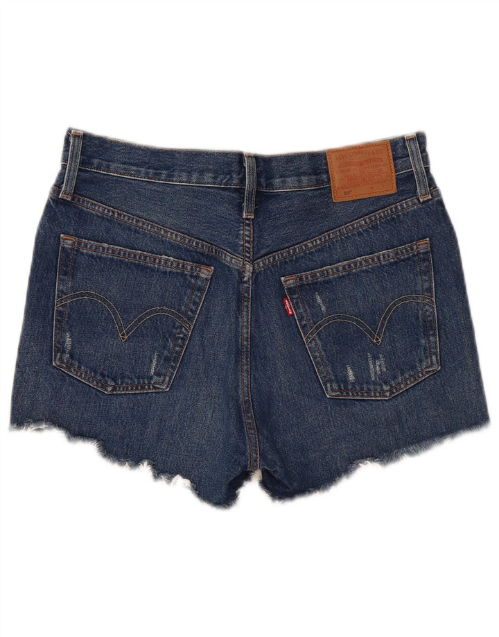 Pantaloni scurți Levi's pentru femei 501 distressed din denim W27 mici, bumbac bleumarin