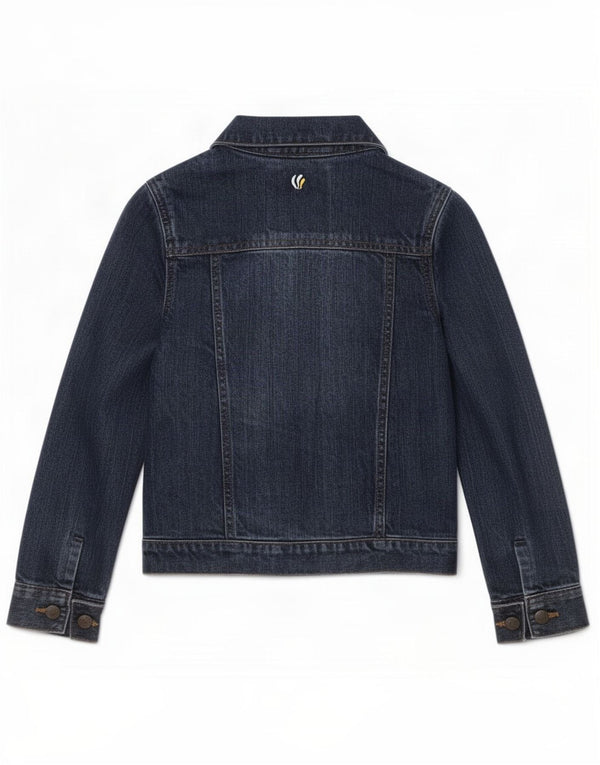 Fat Face Girls Denim Jacket 8-9 Years Blue Cotton Butterfly