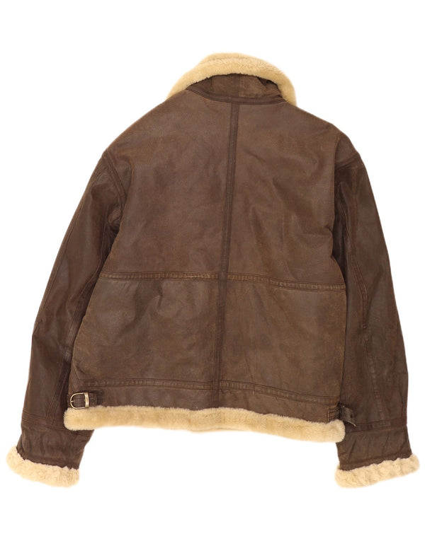 Jachetă din piele vintage pentru bărbați Sherpa UK 42 XL din piele maro