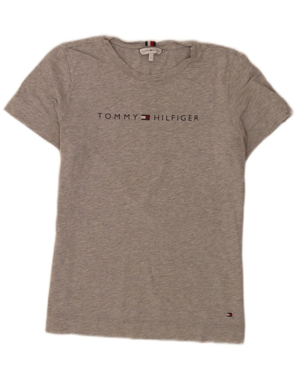 Tricou cu grafic Tommy Hilfiger pentru femei Top UK 8 Small Grey Flecked