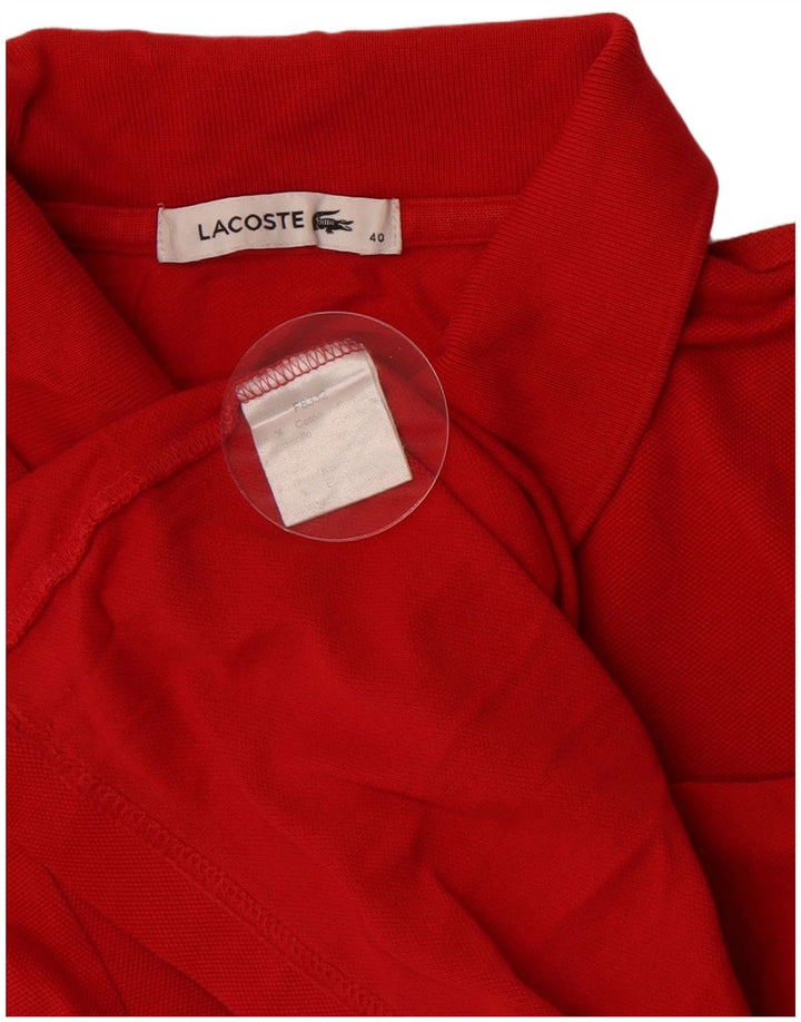 Tricou polo pentru femei Lacoste cu mânecă lungă, mărimea 40, bumbac roșu mediu