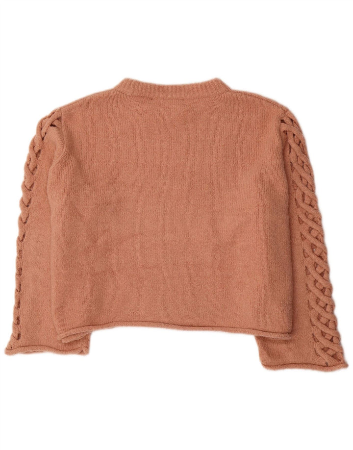 Pulover de damă Zara Crop Oversized Crew Deck Pulover UK 14 Maro Mediu