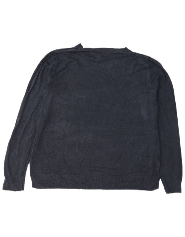 Pulover pentru femei Marks & Spencer cu gât de barcă UK 18 XL bleumarin acrilic