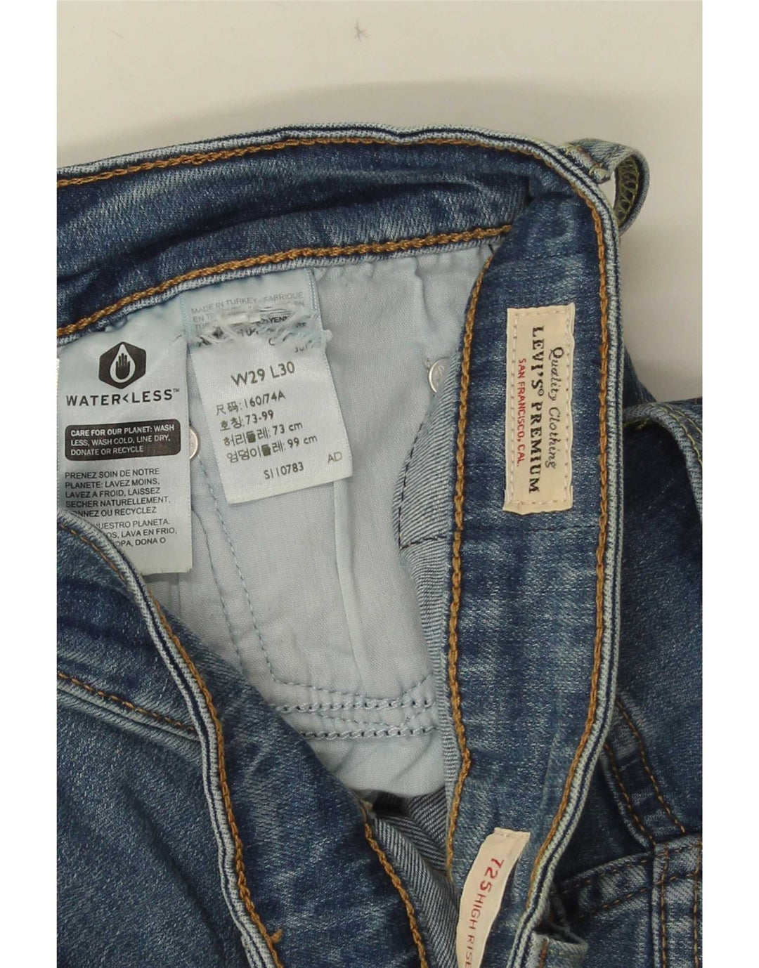 Blugi Levi's 725 cu talie înaltă Bootcut W29 L30 albastru