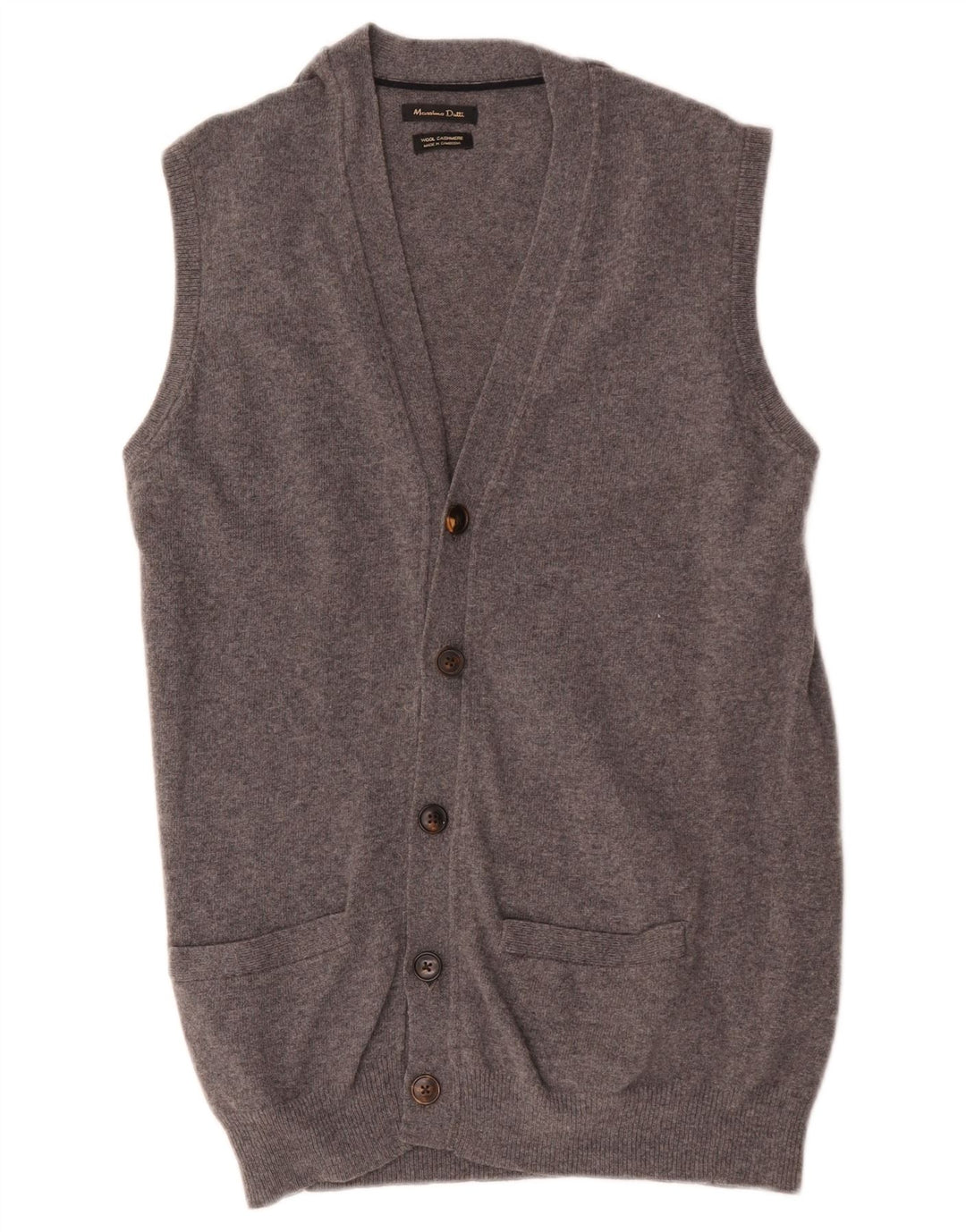 Pulover cardigan fără mâneci pentru bărbați Massimo Dutti, lână gri mediu
