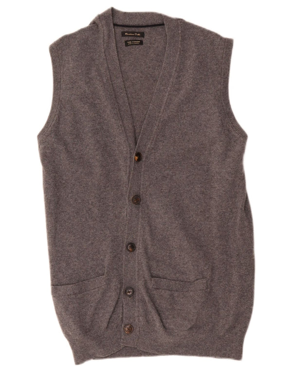 Pulover cardigan fără mâneci pentru bărbați Massimo Dutti, lână gri mediu