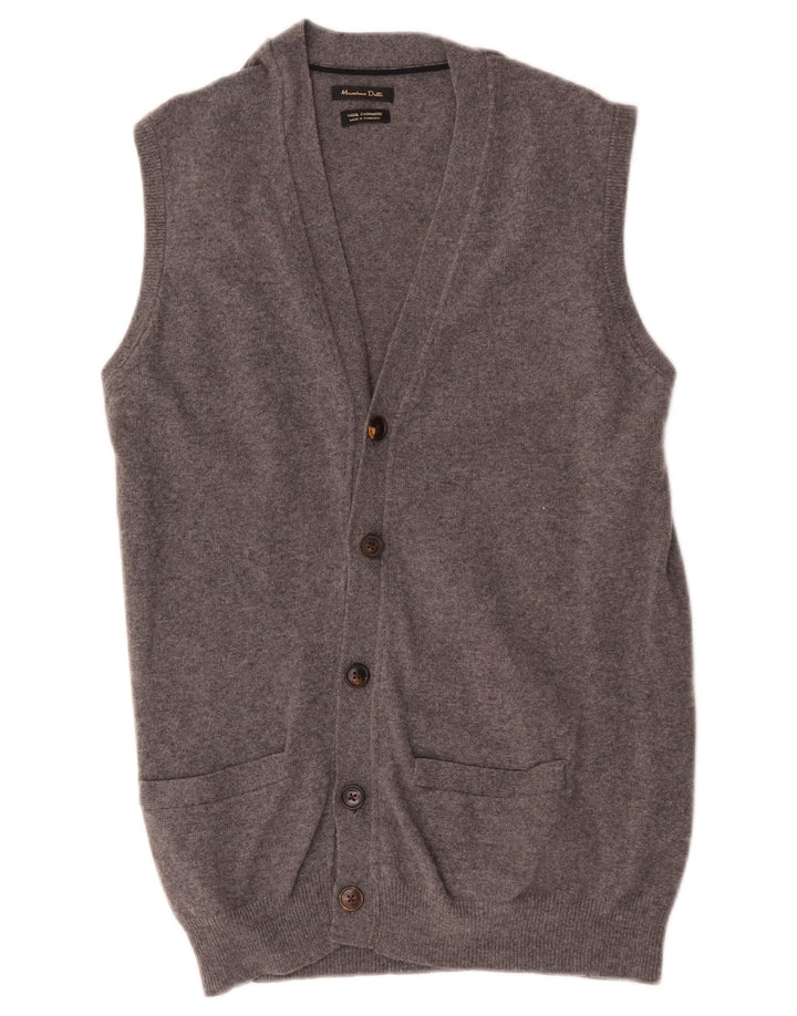 Pulover cardigan fără mâneci pentru bărbați Massimo Dutti, lână gri mediu