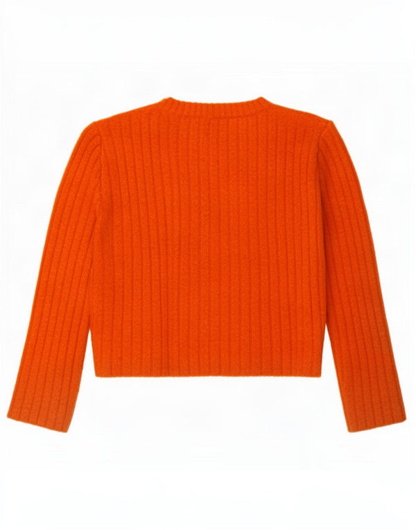 Zara Womens Crop Boat Neck Jumper Sweater UK 10 Small Orange