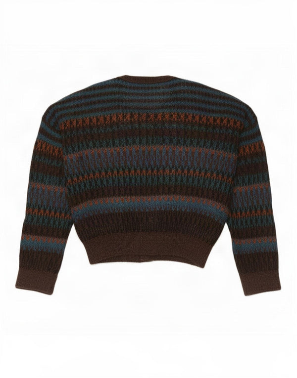 Pulover cardigan supradimensionat pentru femei Vintage EU 48 2XL Mohair cu dungi maro