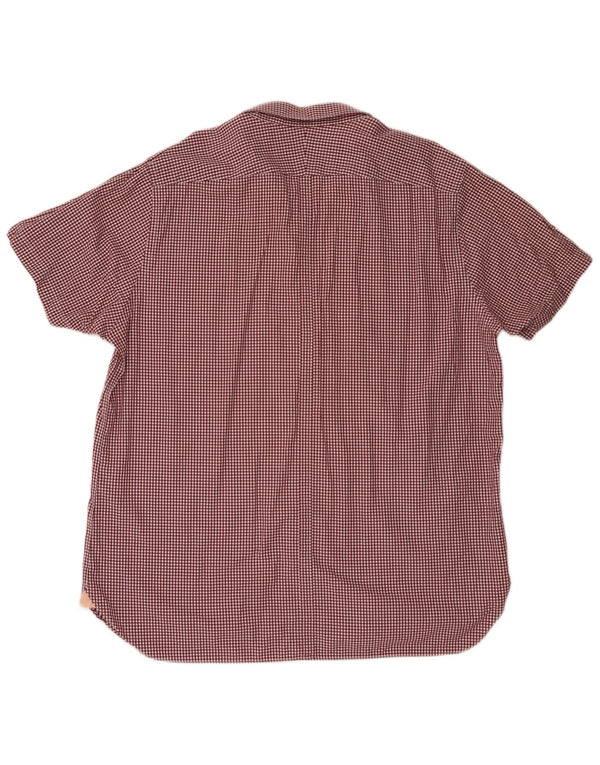 Cămașă cu mânecă scurtă pentru bărbați Ben Sherman, bumbac vichy burgundy 3XL