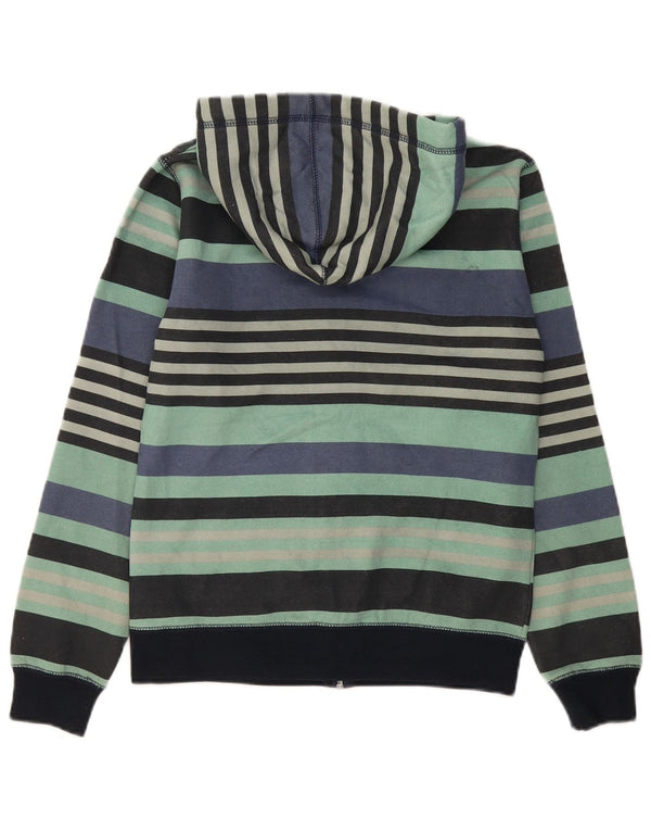 SALTROCK Womens Zip Hoodie Sweater UK 8 Small Green Striped Cotton