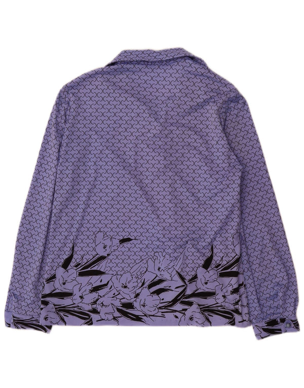 Bluză cu cămașă cu grafică vintage pentru femei UK 14, mare, mov, floral, poliester