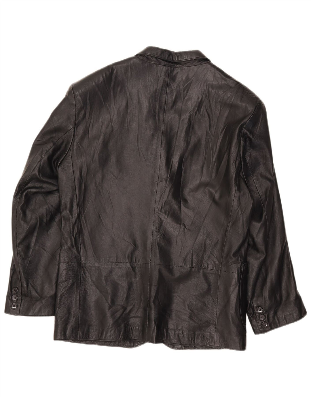 Jachetă vintage din piele cu 3 nasturi pentru femei IT 42 Medium Black