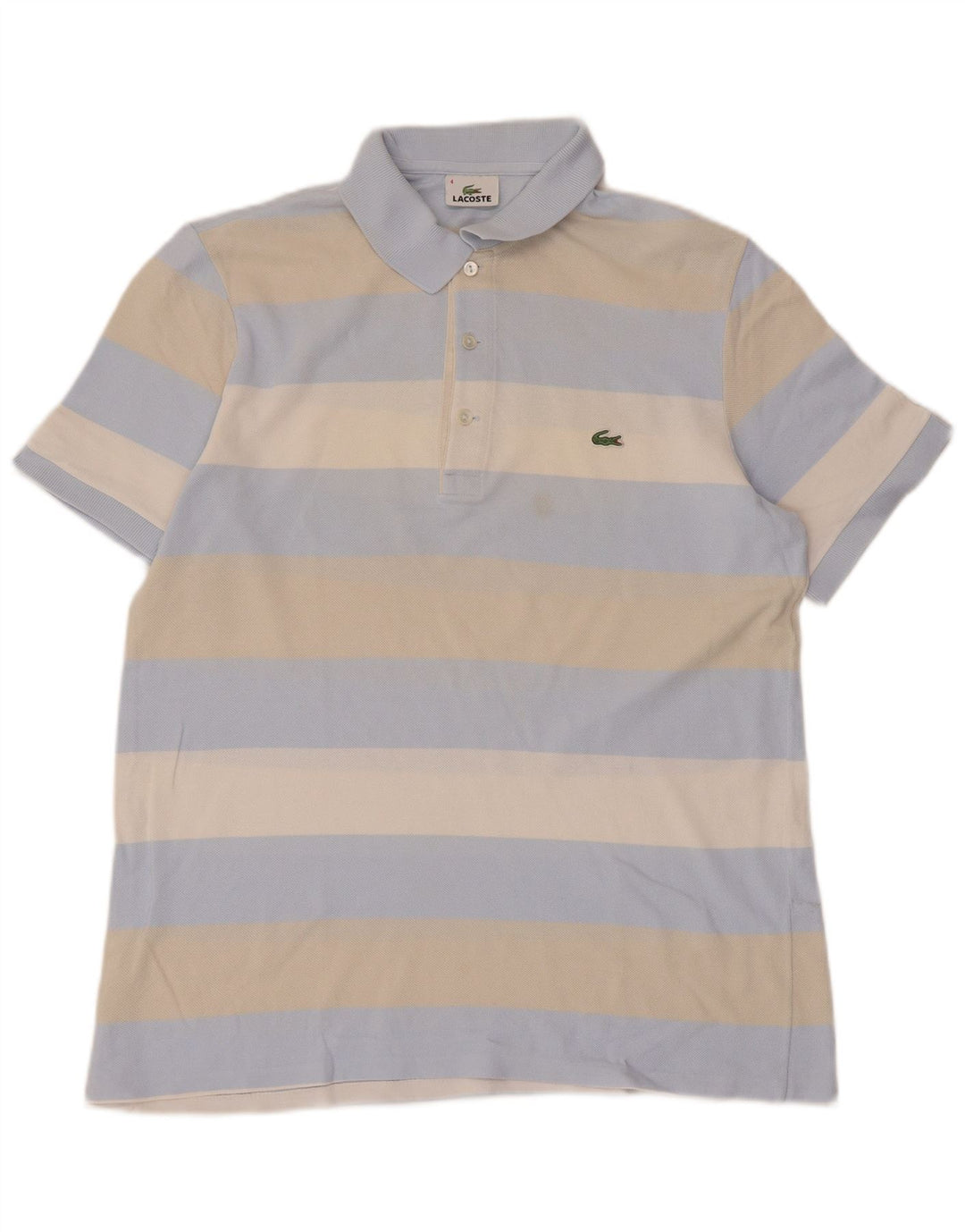 Tricou polo LACOSTE pentru bărbați, mărimea 4, bumbac cu dungi albastre medii