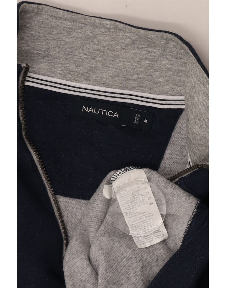 Pulover pentru bărbați Nautica, cu fermoar, cu gât, bumbac mediu albastru bleumarin