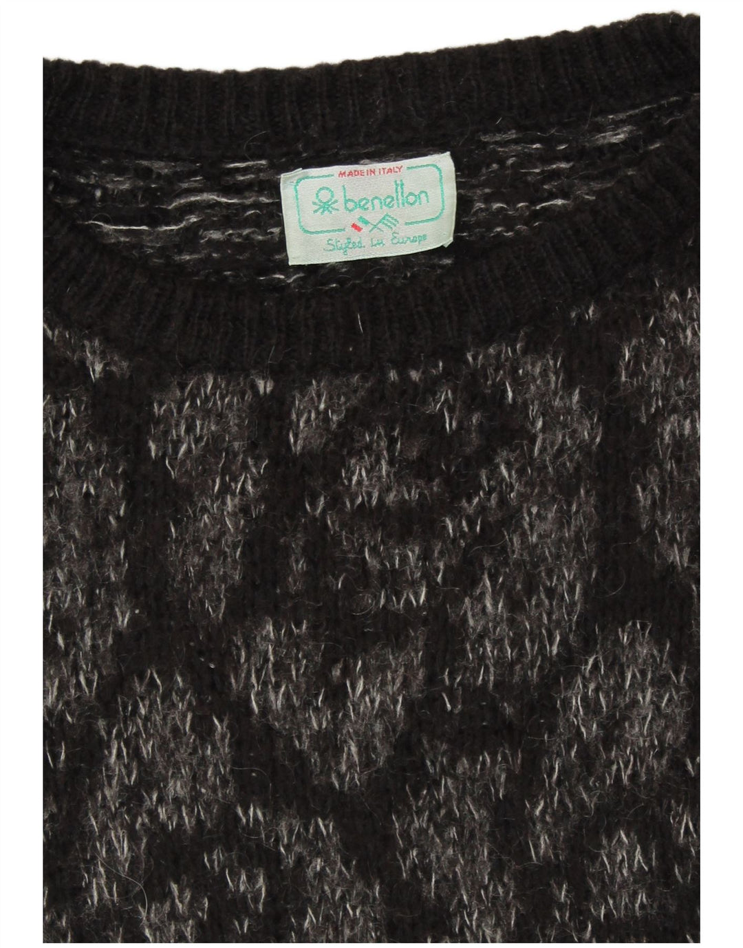 Pulover pentru damă BENETTON cu decolteu triplu UK 18 XL Negru Floral