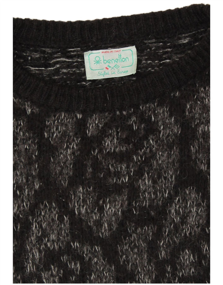 Pulover pentru damă BENETTON cu decolteu triplu UK 18 XL Negru Floral