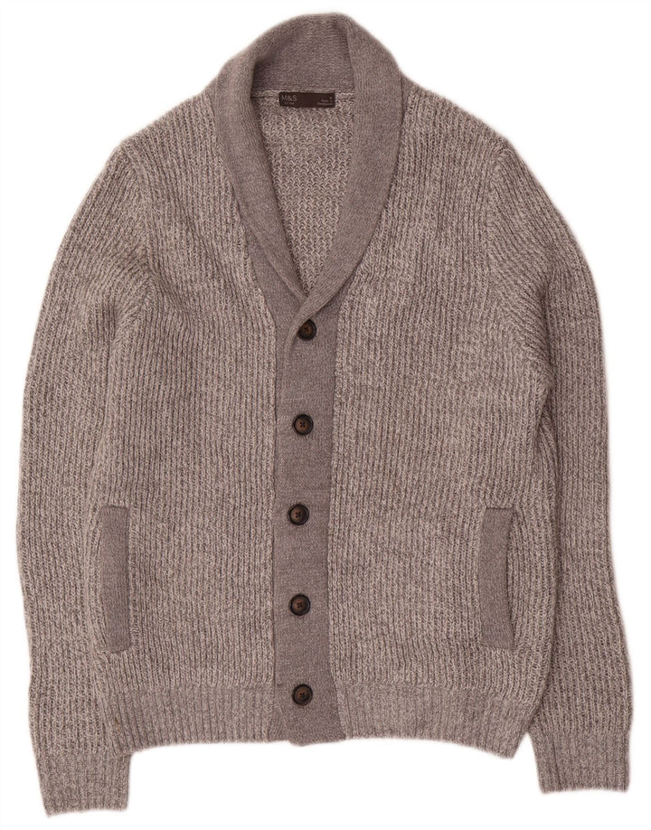 Pulover cardigan pentru bărbați Marks & Spencer, gri mediu, cu pete acrilice