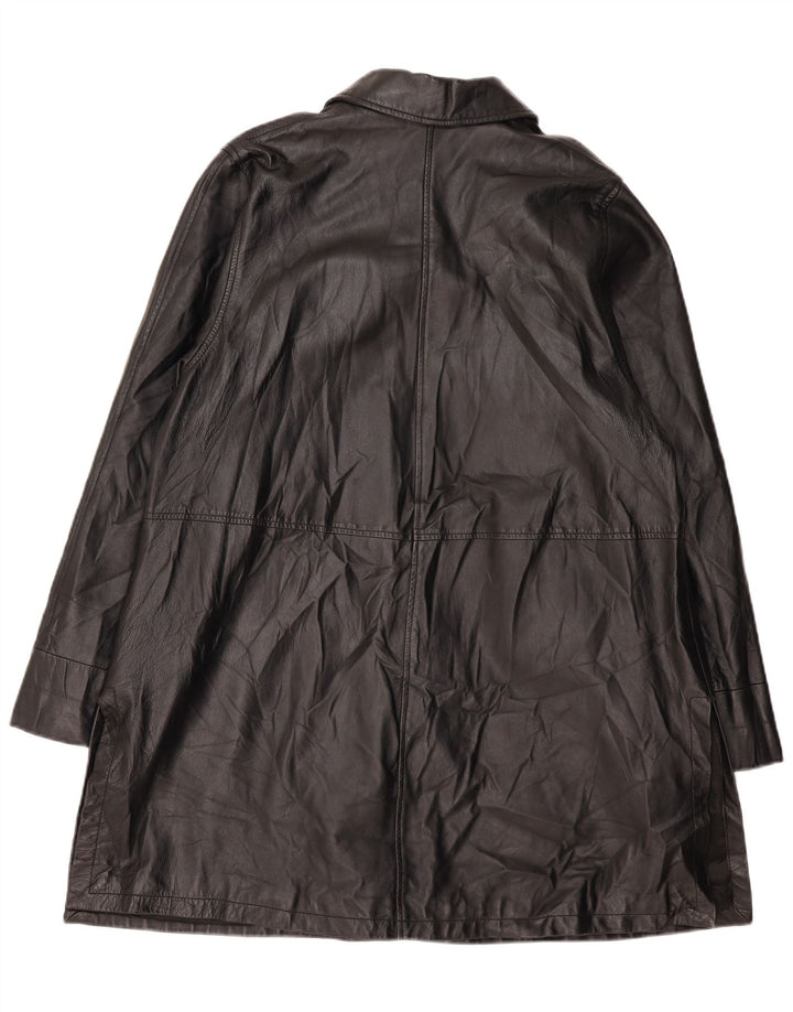 VINTAGE Palton supradimensionat din piele pentru femei EU 46 XL din piele neagră