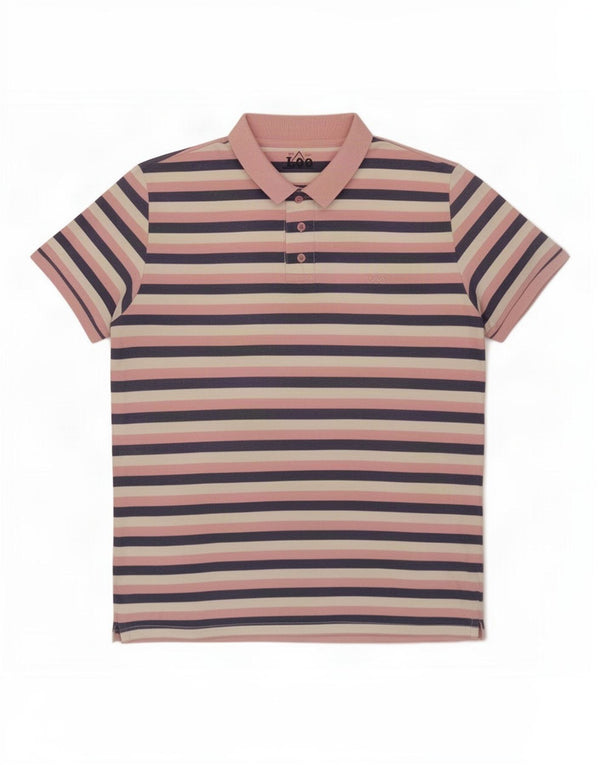 Tricou polo Lee pentru bărbați XL, bumbac cu dungi multicolore