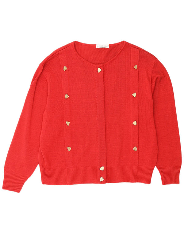 Pulover cardigan supradimensionat vintage pentru femei IT 42 bumbac roșu mediu