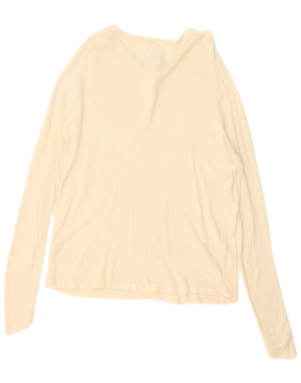 Marks & Spencer Womens Top Long Sleeve UK 16 Large Beige Acrylic