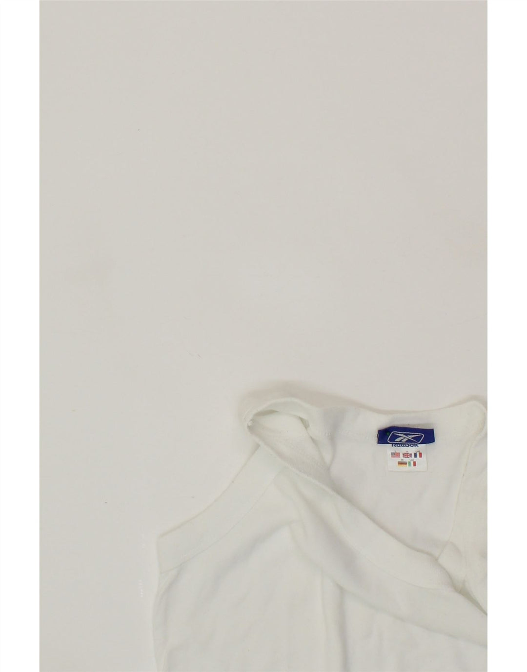 REEBOK Womens Vest Top UK 14 Large White Cotton Vintage Reebok and Second-Hand Reebok from Messina Hembry 