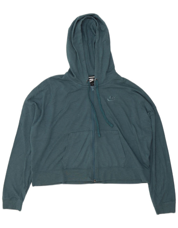 Pulover Nike Crop Oversized Zip Hoodie pentru femei UK 14 Poliester albastru mediu