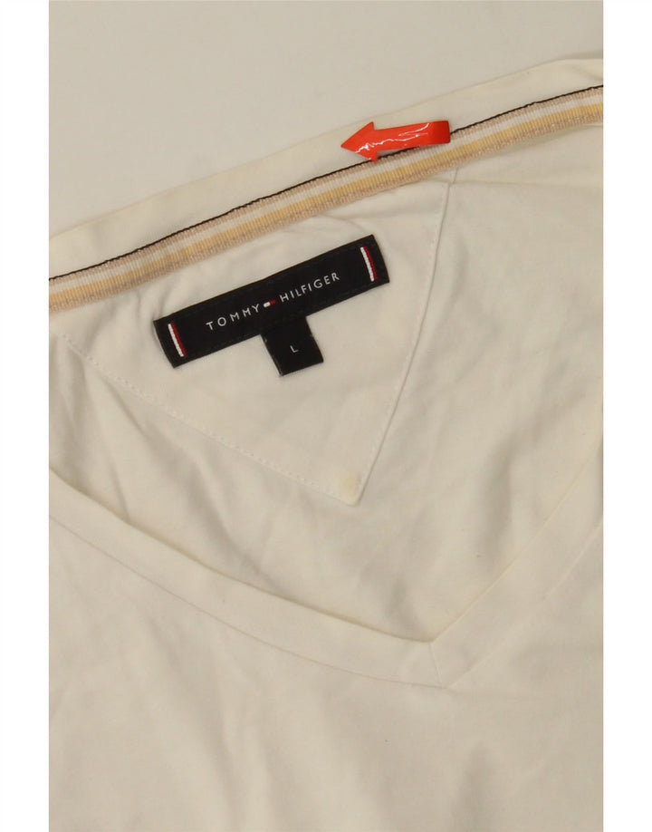 TOMMY HILFIGER Womens T-Shirt Top UK 16 Large White Vintage Tommy Hilfiger and Second-Hand Tommy Hilfiger from Messina Hembry 