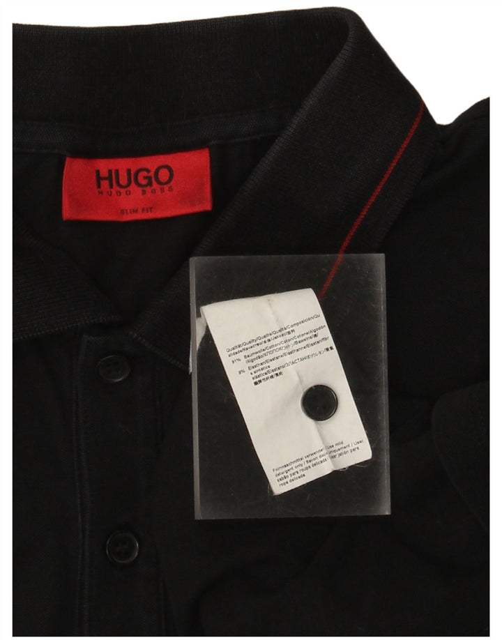 Cămașă polo HUGO BOSS pentru bărbați, bumbac negru mediu