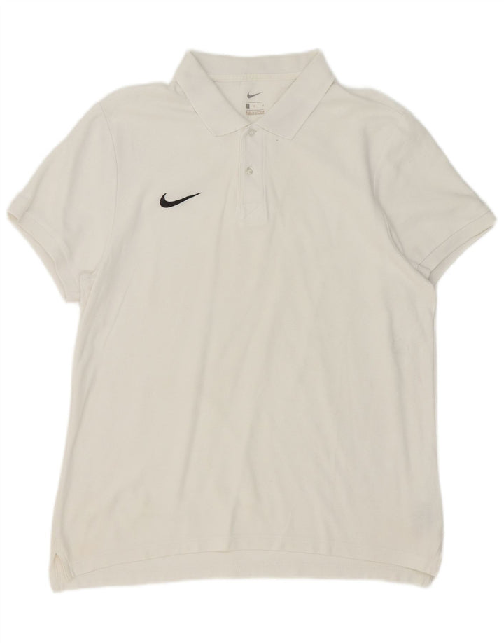 Tricou polo Nike pentru bărbați, mare, alb, din bumbac