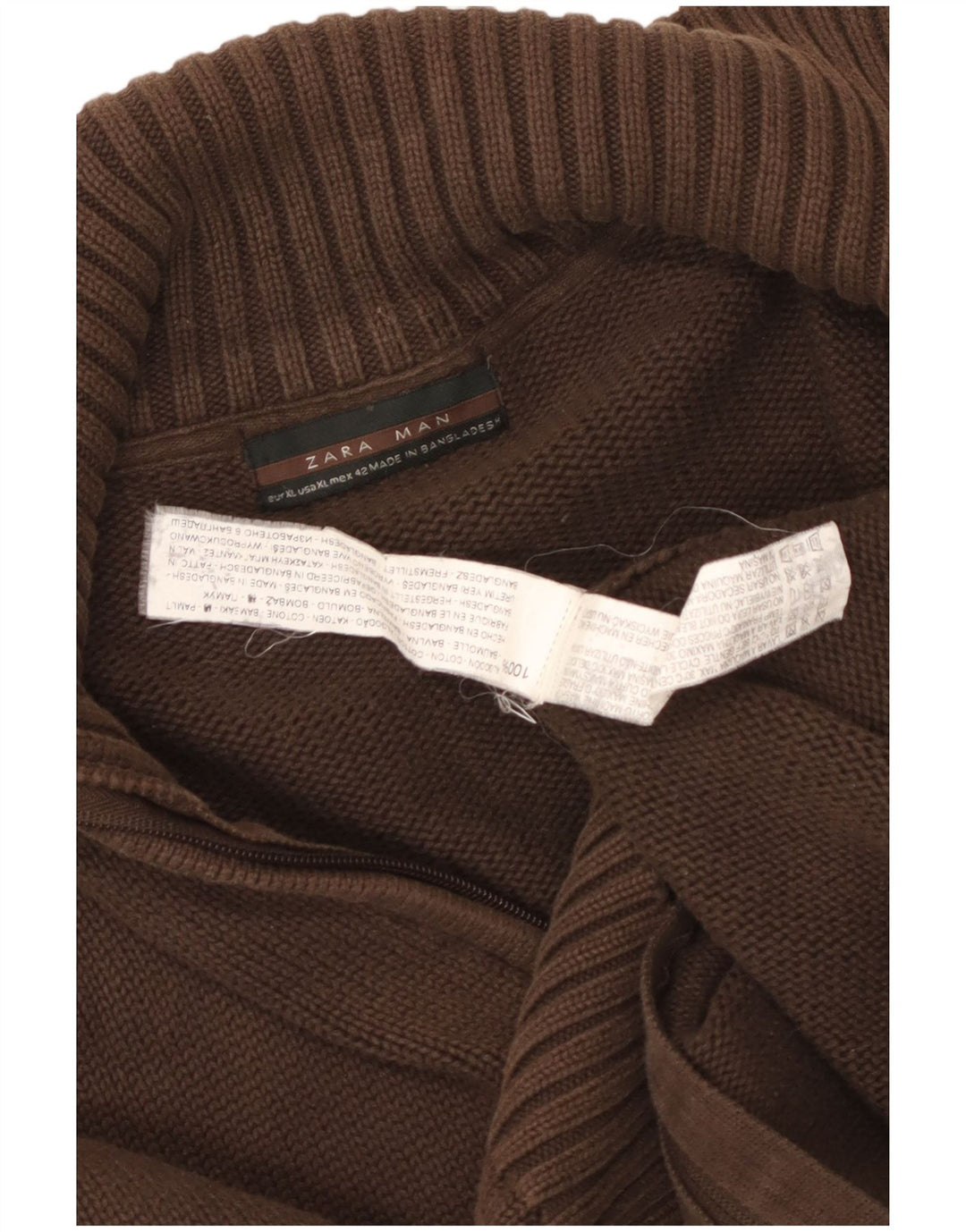 Pulover cardigan pentru bărbați Zara XL bumbac maro