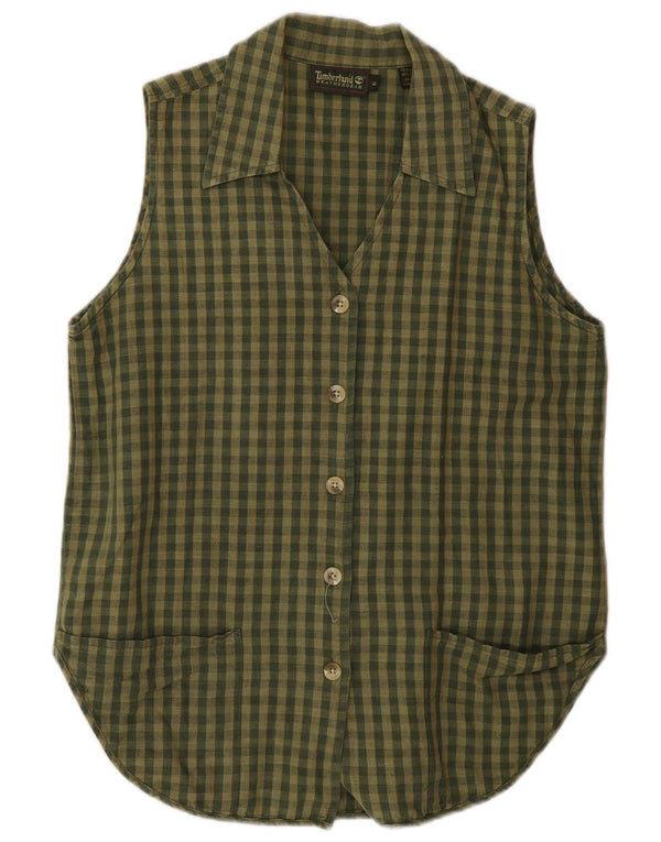 Bluză cămașă fără mâneci pentru femei Timberland US 6 Medium Khaki Gingham Linen