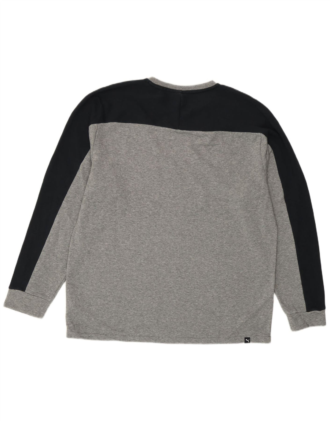 Top grafic pentru bărbați Puma cu mânecă lungă, mare, gri, color block, bumbac