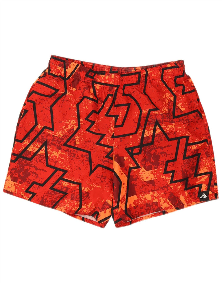 Pantaloni scurți de înot Adidas bărbați roșu mediu geometric