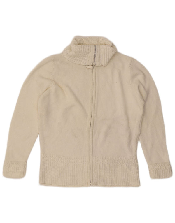 Pulover cardigan cu fermoar complet pentru femei Marks & Spencer UK 16, mare, alb, bumbac