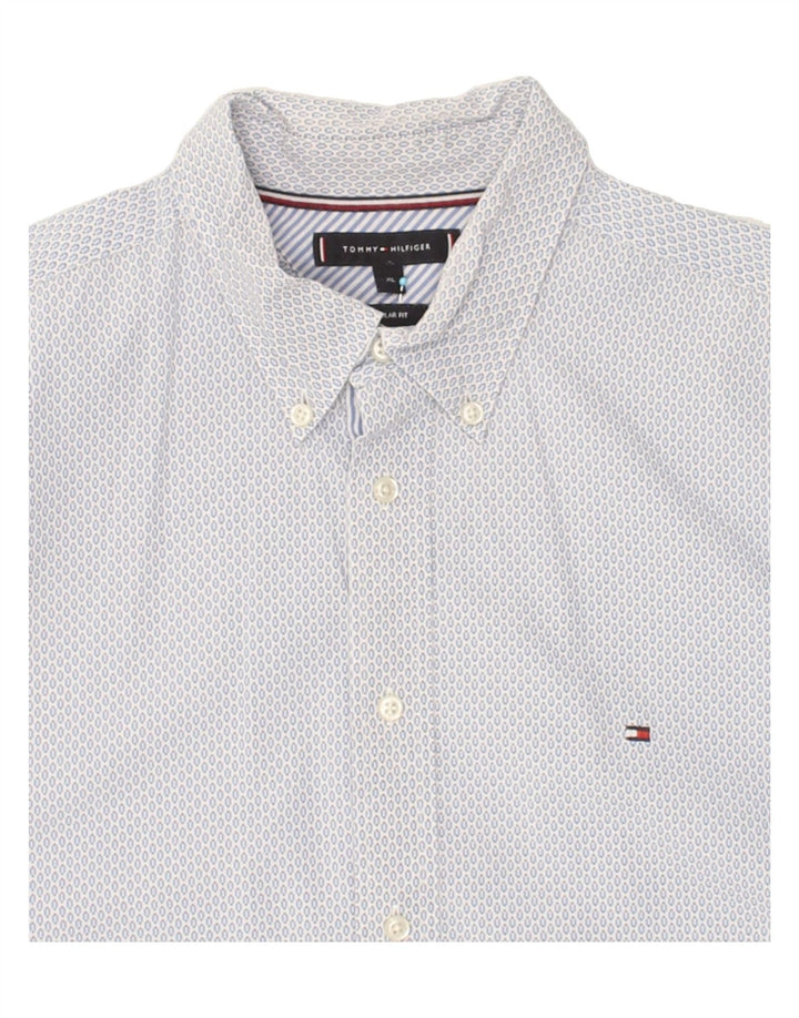 TOMMY HILFIGER Mens Regular Fit Shirt XL Blue Spotted Vintage Tommy Hilfiger and Second-Hand Tommy Hilfiger from Messina Hembry 