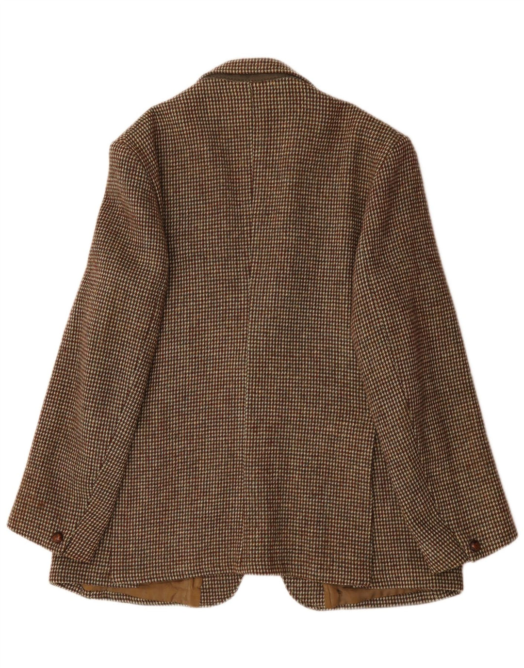 Jachetă pentru bărbați Harris Tweed cu 2 nasturi, UK 38, lână cu carouri maro mediu