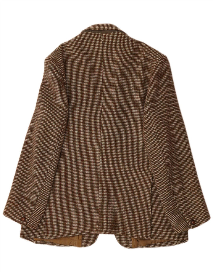Jachetă pentru bărbați Harris Tweed cu 2 nasturi, UK 38, lână cu carouri maro mediu