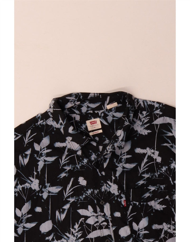 Cămașă standard cu mânecă scurtă pentru bărbați LEVI'S XL, bumbac floral negru
