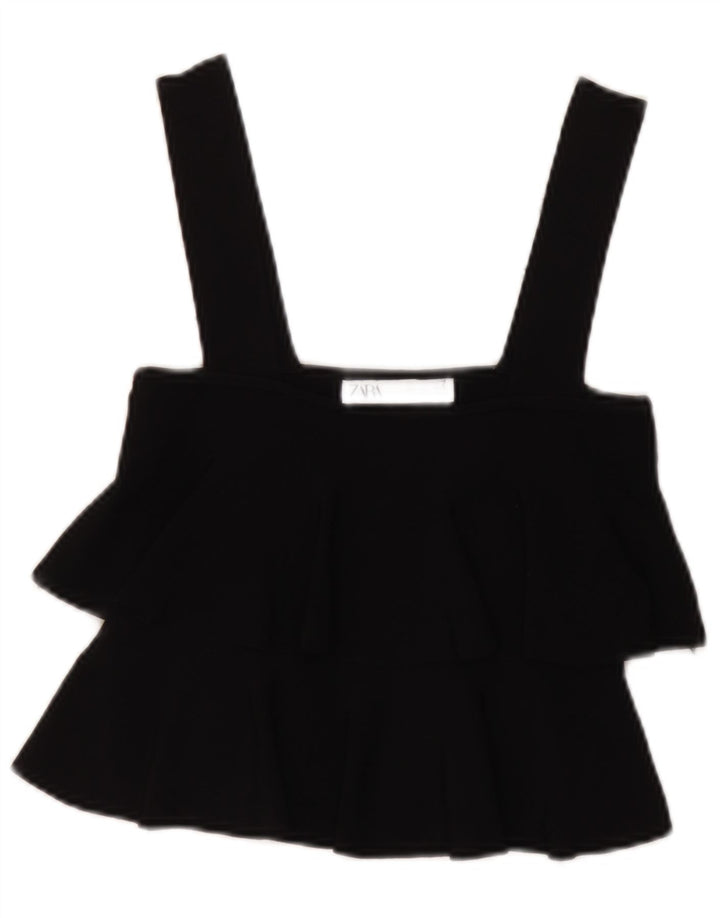 Crop top fără mâneci pentru femei Zara UK 14 mare negru