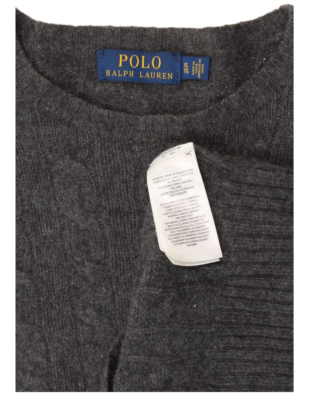 Pulover Polo Ralph Lauren pentru bărbați, cu gât crew, XL, lână gri
