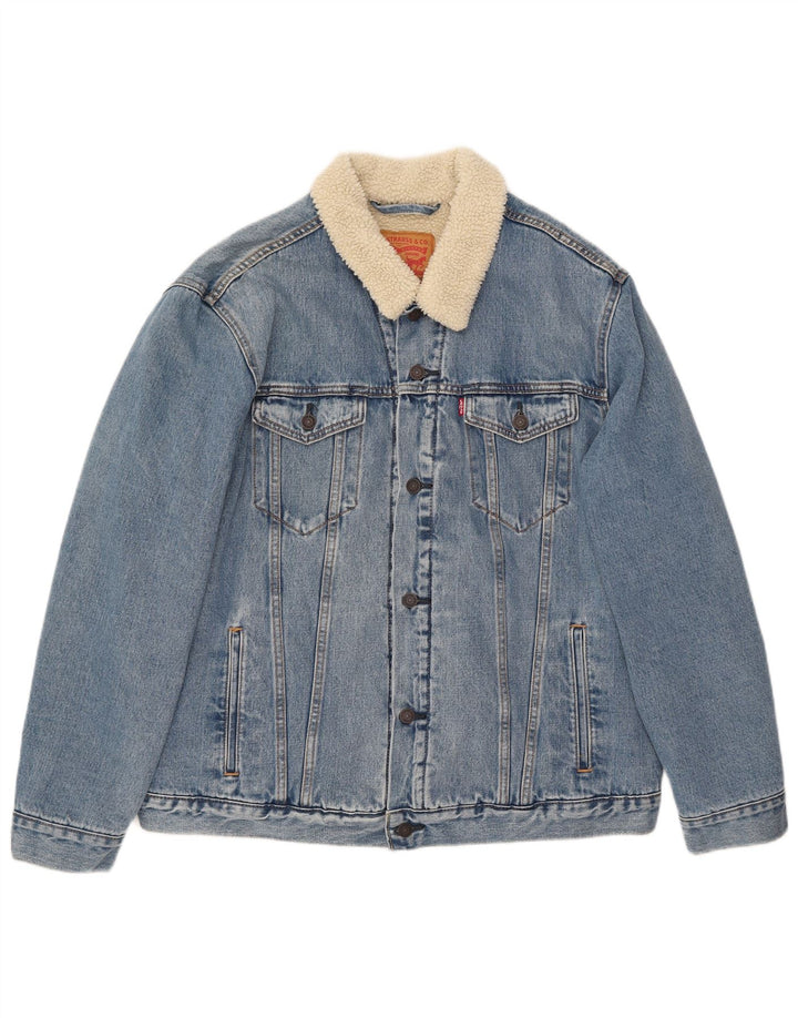 Jachetă pentru bărbați Levi's Sherpa Denim UK 44 2XL Bumbac albastru