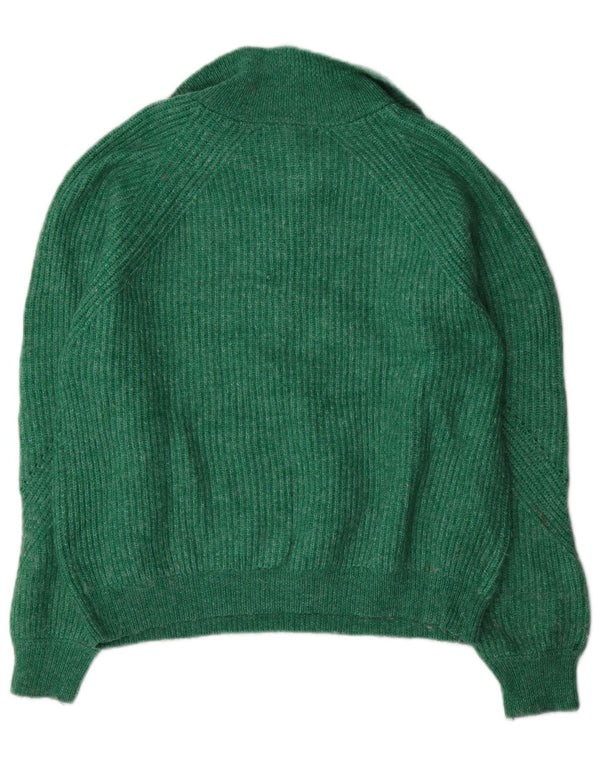 Pulover pentru femei Marks & Spencer, cu fermoar, cu gât, UK 14, verde mediu acrilic