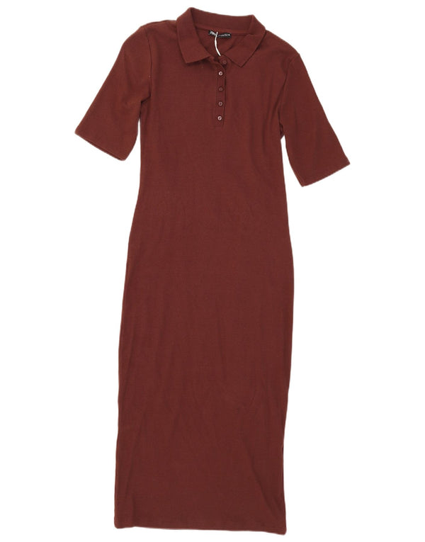 Rochie polo maxi pentru femei Zara UK 14 mare, maro, bumbac